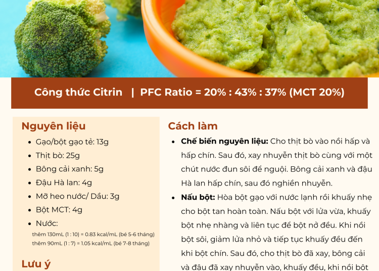 [THIẾU CITRIN] Bột ăn dặm thịt bò, bông cải