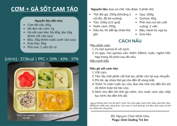 [THIẾU CITRIN] CƠM GÀ SỐT CAM TÁO (373kcal)